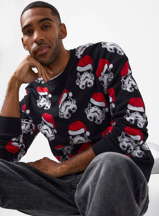 MSR CLOTHING ARTICLE 5706 Storm Trooper Printed Christmas Jumper