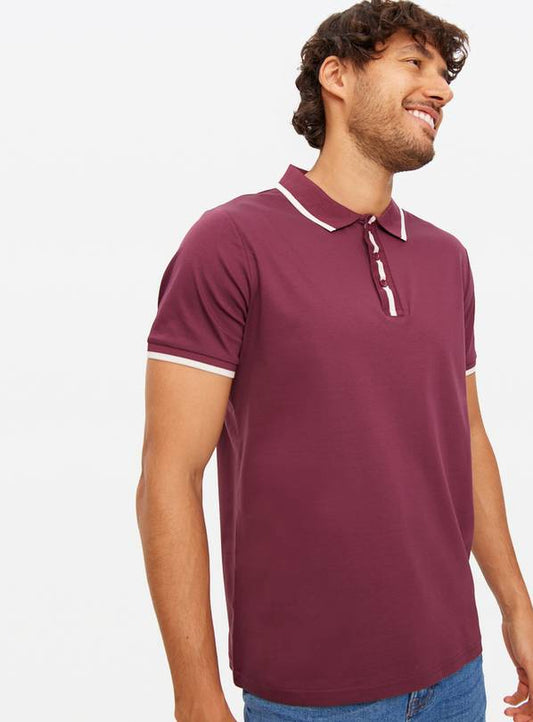 MSR CLOTHING ARTICLE 5702 Dark Red Tipped Mercerised Polo Shirt
